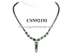 Hematite Pencil Pendant Beads Stone Chain Choker Fashion Women Necklace